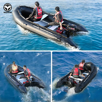 Bateau gonflable léger et économique pour 4 à 8 personnes, bateau noir de grande taille, personnalisé, 4,2 m, bateau à rames en Hypalon