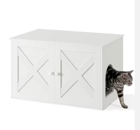 Meuble de salon moderne pour chat avec bac à litière et cloison amovible, facile à nettoyer, 80x53x50cm, blanc PCL002W01