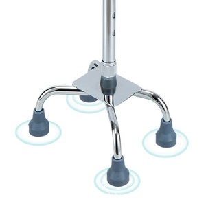 Adjustable Aluminum Alloy Four Corner <b>Walking</b> <b>Stick</b> With Rubber Tips For Elderly Outdoor Use - Product Image 4