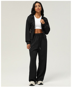 Nuovo Stile Abbigliamento Sportivo Autunno e Inverno, Completo Due Pezzi da <span class=keywords><strong>Donna</strong></span>, <span class=keywords><strong>Pantaloni</strong></span> Casual, Giacca con Cappuccio Larga, Set Fitness - Product Image 5