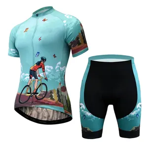 Toptan tasarım kısa kollu süblimasyon baskı bisiklet giyim askıları takım elbise nefes bisiklet giyim erkekler ve kadınlar için