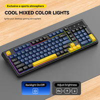 T-WOLF T12 Keyboard Nirkabel Dual-mode Keyboard Gaming Ergonomis Koneksi BT/2.4G 98 Tombol Pengaturan Meja untuk Laptop/desktop/tablet