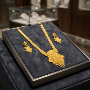 Wholesale Fashion 14K 18K 24K Micro Gold Long Necklaces, Traditional Design Necklaces, Brass Micro Gold Forming Long Jewelry Set - Product Image 4