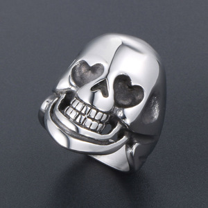 Heart Skull <b>Ring</b> <b>Titanium</b> Steel Men's Punk Party Jewelry SA894 - Product Image 2
