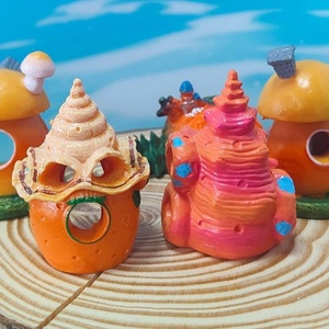 Abri pour hermit crab, mini-maison en forme de champignon, coquille de conque, boîte d'alimentation, décoration de micro-aquarium - Product Image 4