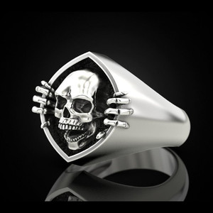 Anello Gotico Vintage con Teschio per Uomo, Stile Punk, Anello di Tendenza, Accessorio per Feste e Uso Quotidiano - Product Image 3