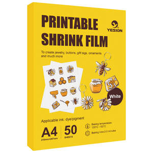 YESION Film thermorétractable feuilles de plastique papier d'art rétractable imprimable feuilles de Film rétractable couleur blanche pour enfants boucle d'oreille artisanale créative - Product Image 1