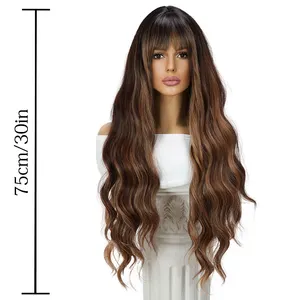 Sıcak satış SMILCO moda peruk kahverengi degrade beyaz kadınlar için dalgalı kıvırcık saç kadın peruk