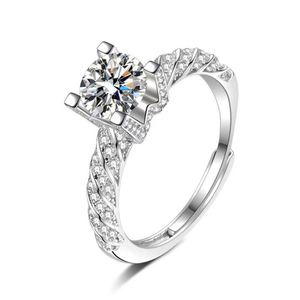 Anillo De Acero Inoxidable Full Moissanite Diamond <b>Ring</b> <b>Adjustable</b> Open Zircon <b>Ring</b> Engagement Copper <b>Rings</b> for Bridal - Product Image 1