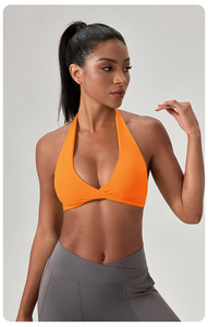 Wholesale Sexy Halter Neck Twist Yoga Bra Women Deep V Neck Padded Low Impact Sports Crop Top Comfort Pilates Gym Athletic Bra - Product Image 3