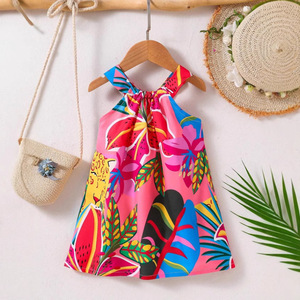 Gonna da spiaggia a trapezio in cotone con stampa floreale per bambine - <span class=keywords><strong>Moda</strong></span> transfrontaliera per tutte le stagioni - Product Image 1