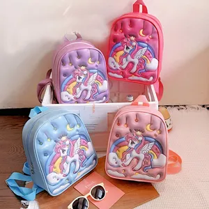 Mini sac d'école mignon en cuir PU souple pour enfants, sacs à dos pour enfants