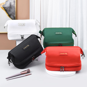 Large <b>Makeup</b> Brush Bag PU Leather Zipper Water Resistant Soft Portable Cosmetic <b>Storage</b> Pouch Travel Organizer Custom Logo Case - Product Image 2