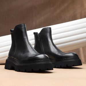 Chaussures en cuir de style anglais rondes marron pour hommes, chaussures décontractées en cuir véritable de haute qualité à lacets pour hommes - Product Image 4