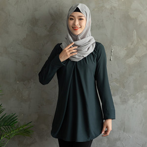 Moyen-orient malaisie 2022 nouvelle chemise pour femmes musulmanes modeste femmes Top uni <span class=keywords><strong>pas</strong></span> <span class=keywords><strong>cher</strong></span> vente en gros - Product Image 4