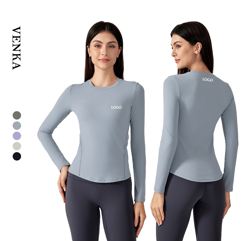 Women's Lightweight Slimming Naked Feeling Breathable Sports Shirts High Elastic Quick Dry Long Sleeve Workout Fitness Yoga