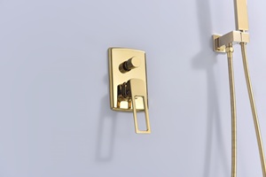 Grifo mezclador de ducha de baño de oro negro contemporáneo, patrón de pulverización de lluvia suave montado en la pared integrado oculto - Product Image 4