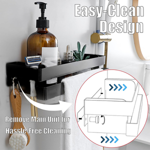 Étagère <span class=keywords><strong>de</strong></span> <span class=keywords><strong>salle</strong></span> <span class=keywords><strong>de</strong></span> <span class=keywords><strong>bain</strong></span> murale auto-adhésive en acier inoxydable améliorée <span class=keywords><strong>de</strong></span> 33 cm, sans perçage, pour raclette <span class=keywords><strong>de</strong></span> fenêtre - Product Image 6