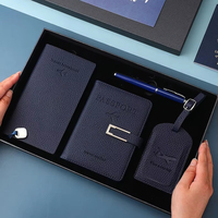 Juego de bolígrafos de viaje personalizados de lujo con etiqueta de equipaje de aluminio Pasaporte de cuero genuino Familia para ideas de negocios China