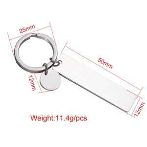 Wholesale Round Charms Customized logo Rectangle Blank Pendant Stainless Steel Keychain - Product Image 6
