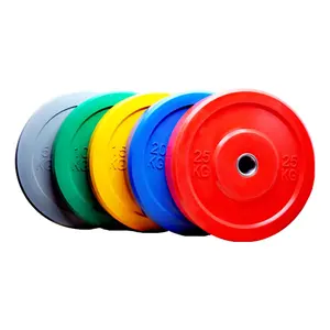 Colorful Free weight Fitness Rubber Bumper Plates for Strength Training, Weightlifting and Cross fitness