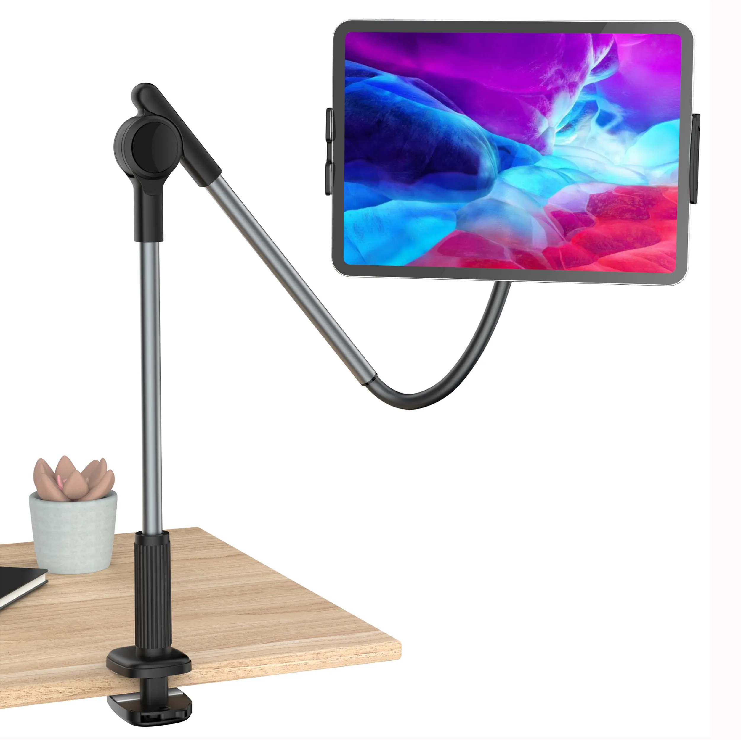 Gooseneck Tablet מחזיק עבור מתכווננת מיטת Tablet Stand Gooseneck טלפון נייד מחזיק גמיש ארוך זרוע Tablet הר עבור iPad
