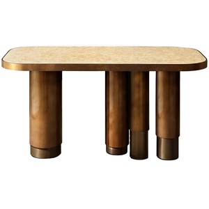 <span class=keywords><strong>Bureau</strong></span> <span class=keywords><strong>américain</strong></span> en laiton avec plateau en marbre, idéal pour les salles d'étude et les bureaux - Product Image 1