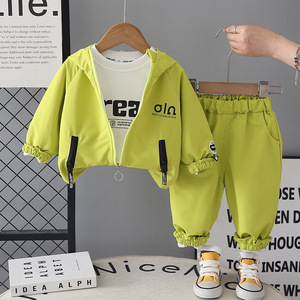 2026 New <strong>Male</strong> Baby Spring Autumn Sports Outdoor Cotton Cowboy Pattern Formal Clothing Children's Hooded Pocket Three-Piece Set - Product Image 2