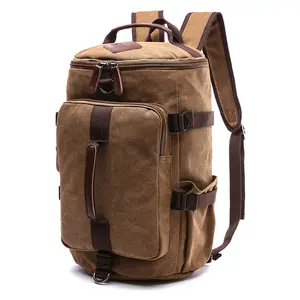OEM ODM fabrication de logo et de design personnalisés sac à dos extérieur complet sac à dos de randonnée en toile vintage personnalisé pour hommes