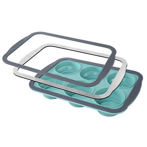 Silicone Cake Mold 6 And 12 Cavity <b>Baking</b> Pan For Muffins Cupcakes <b>Oven</b> Safe Rectangle Shape With Metal Frame - Product Image 2