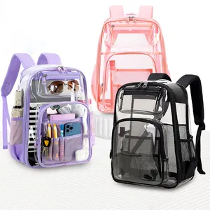 Grande zaino trasparente resistente zaino trasparente trasparente vedere attraverso zaino Bookbag trasparente per studenti scuola di viaggio di lavoro