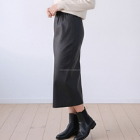 Jupe midi en cuir noir sur mesure pour femmes, tenue de bureau pour femmes