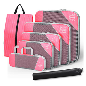 Kit de sacs à bagages de voyage modernes et imperméables avec cubes d'emballage à glissière Organisateur de vêtements Style de lettre ou de motif imprimé personnalisé - Product Image 3