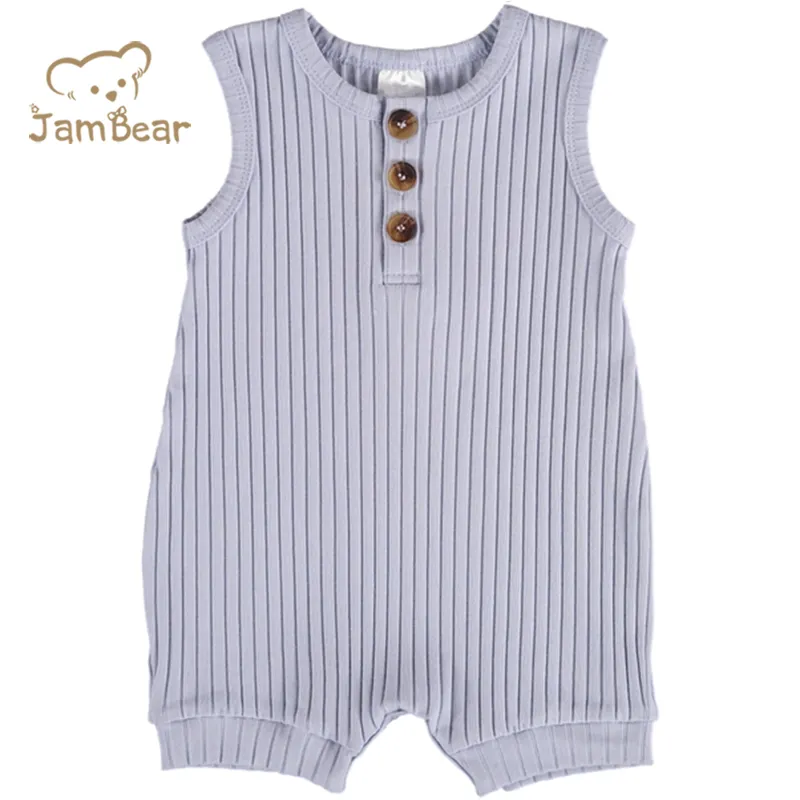 Jambear Baju Monyet Tank Top Bayi, Jumpsuit Katun Organik Balita Berusuk Ramah Lingkungan Musim Panas