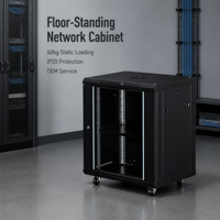 Armoire serveur en acier avec porte en verre trempé ou porte en maille, 12U, qualité OEM, vente en gros d'usine, pour centre de données et armoire réseau