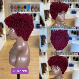 Perruque <span class=keywords><strong>Cheveux</strong></span> Humains Brésiliens <span class=keywords><strong>Afro</strong></span> Crépus, Courte, Fabriquée à la Machine, Avec Frange, <span class=keywords><strong>Cheveux</strong></span> Alignés Cuticules, Vente en Gros, Perruques Économiques pour Femmes Noires - Product Image 3