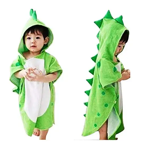 ผ้าขนหนูเด็กไดโนเสาร์โดย Little Tinkers World ผ้าฝ้ายธรรมชาตินุ่มและดูดซับผ้าขนหนูสำหรับทารก