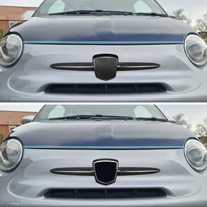 Pour FIAT 500 595 695 2008+ 2012-2023, cadre de logo avant, autocollants décoratifs en fibre de carbone, accessoires de décoration automobile - Product Image 2