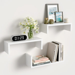 <b>Floating</b> <b>Wall</b> Shelves Set Of 3 White <b>Wall</b> Mounted Storage Shelves For Bathroom Bedroom Living Room Kitchen Office Home Decor - Product Image 1