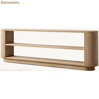 Table console moderne en chêne pour intérieur, table d'entrée en bois cannelé avec étagère de rangement pour salon et couloir