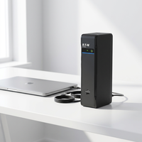 Tour d'alimentation 3P Ellipse en ligne monophasée 550VA/330W avec entrée C14, 8 sorties C13, port de charge USB, protection contre les surtensions, noir