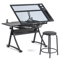 Table pliante réglable en bois pour dessin et croquis, idéale pour chambre et salon, style architecture scolaire moderne