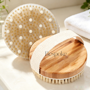Brosse corporelle sèche en fibre végétale avec logo personnalisé, épurateur de peau exfoliant, masseur de cellulite, outil de bain, douche et spa pour lymphatique - Product Image 6