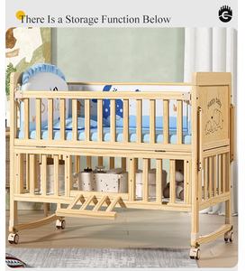 Lit bébé en bois à hauteur réglable en 3 niveaux, anti-moustiques, avec fonction de rangement, vente chaude - Product Image 1