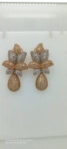 Ensemble de bijoux de mode ethnique personnalisé solide 14K véritable or blanc jaune clouté de vrais diamants de style ethnique à la mode - Product Image 2