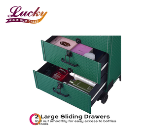 Boîte à cosmétiques en aluminium avec grand espace Trousse de <span class=keywords><strong>maquillage</strong></span> professionnelle portable Organisateur de cosmétiques de voyage avec plateaux et tiroirs - Product Image 4