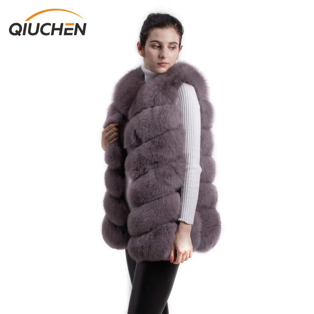 Qiuchen-qc8049 Áo Gi Lê LÔNG CÁO Thật Cho Nữ Mới Áo Gi Lê Lông Chất Lượng Cao Bán Chạy Áo Khoác Lông Dày Thời Trang Miễn Phí Vận Chuyển