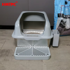 Toilette de luxe Jumbo fermé <span class=keywords><strong>porte</strong></span> avant rabat mise à niveau voyage Portable léger en plastique acier inoxydable 20L capacité litière <span class=keywords><strong>pour</strong></span> chat - Product Image 5