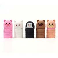 Étui à crayons pliable en silicone en forme d'animal, porte-crayons de dessin animé et sac/pochette de papeterie pour enfants et adolescents, sac à crayons de rangement