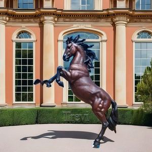 Buiten Vierkante Kunstcollectie Sculptuur Antiek Levensgroot Bronzen Paardenbeeld - Product Image 5